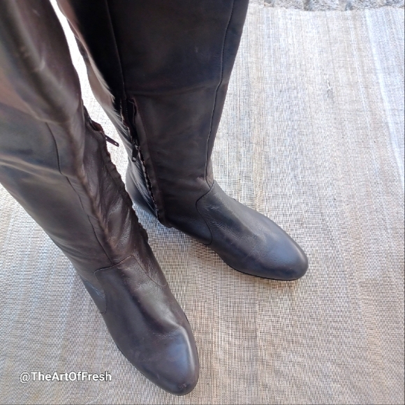 Nine West Vintage Style Kamella Brown Leather Boots - Picture 4 of 16